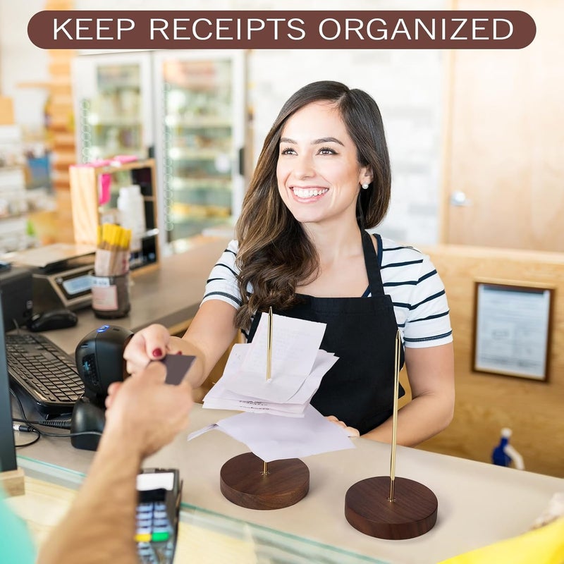 Giftormous Ticket Stabber Receipt Spike for Restaurant - 2 PCS Receipt Holder Bill Fork with Heavy-Duty Wooden Base, Check Spindle for Kitchen Office - Image 3